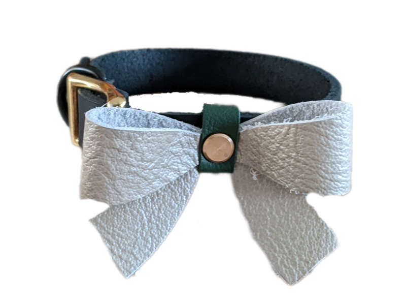 Leather Bowtie Dog Collar