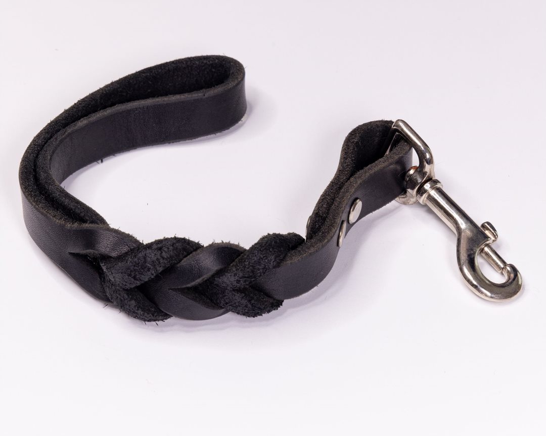 Black Leather Traffic Lead (short, strong, training lead)
